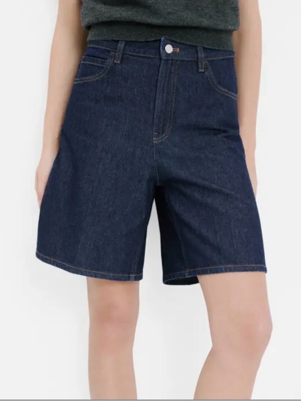 Mango MNG High-Waist Dark Blue Denim Shorts size 8